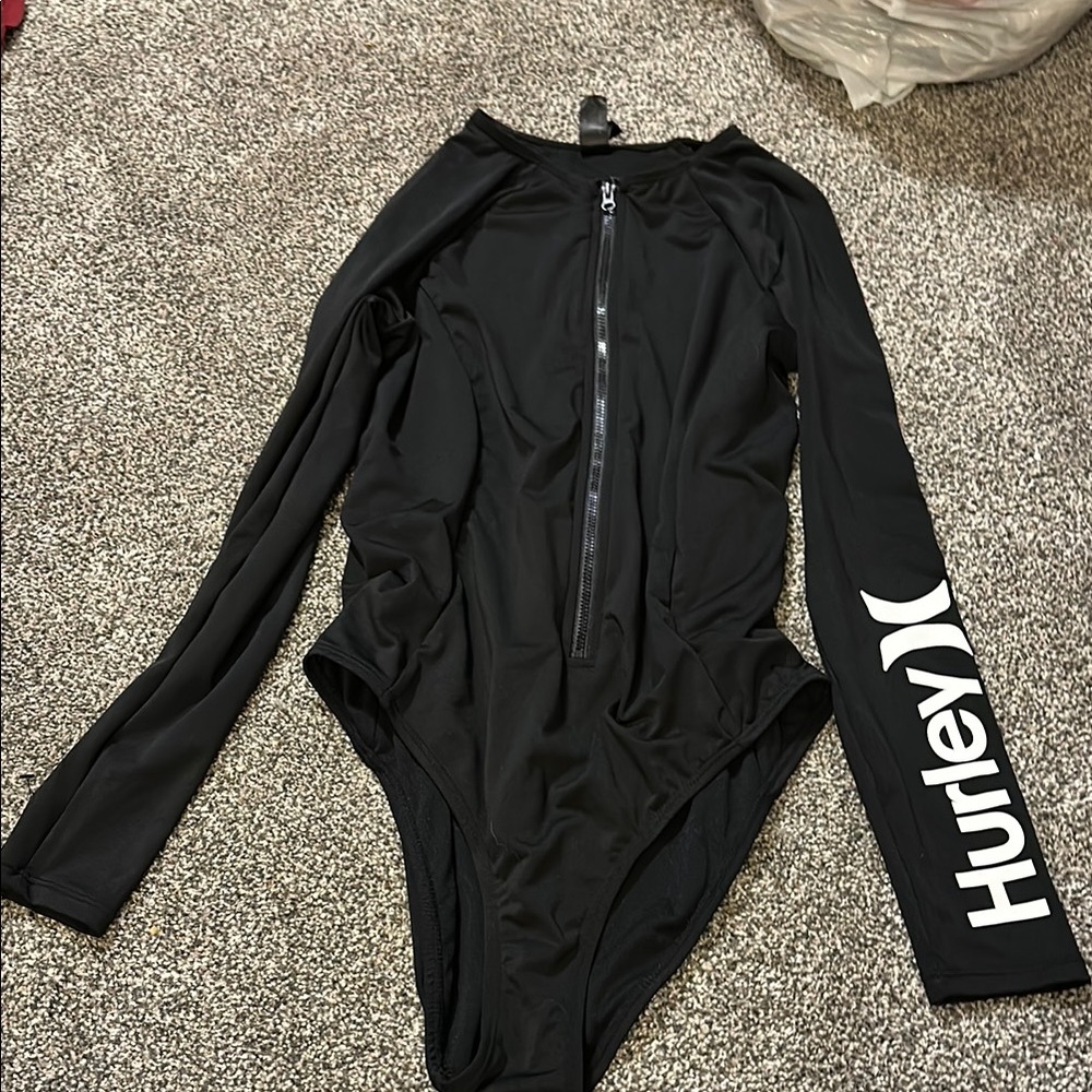 Hurley Women's Black Zip Front One Piece